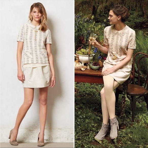 Gold Ganni Anthropologie Brocade Mini Skirt - Picture 3 of 16